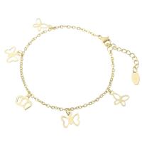 Stainless Steel Charm Bracelet, 304 Stainless Steel, Vacuum Ion Plating, fashion jewelry & for woman, golden, 2mm Approx 8.3 Inch 