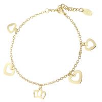 Stainless Steel Charm Bracelet, 304 Stainless Steel, Vacuum Ion Plating, fashion jewelry & for woman, golden, 2mm Approx 8.5 Inch 