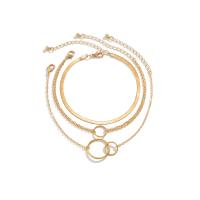 Brass Anklet, with Iron, with 5cm extender chain, Donut, plated, three layers & adjustable & for woman cm 