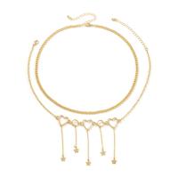 Zinc Alloy Iron Chain Necklace, with Zinc Alloy, with 7cm extender chain, Star, plated, Double Layer & fashion jewelry & adjustable & for woman cm, 35 cm 