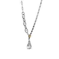 Crystal Zinc Alloy Necklace, with Crystal, with 5cm extender chain, Teardrop, silver color plated, fashion jewelry & adjustable & for woman, silver color cm 