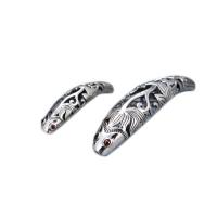 925 Sterling Silver Curved Tube Beads, polished & hollow, original color 