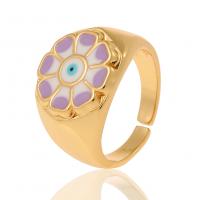 Палец кольцо-латунь, Латунь, плакирован золотом, Регулируемый & Злой План глаз & Женский, Много цветов для выбора продается PC