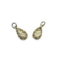 Sterling Silver Pendants, 925 Sterling Silver, Teardrop, gold color plated, DIY & hollow Approx 3mm 