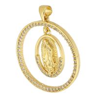 Cubic Zirconia Micro Pave Brass Pendant, Round, gold color plated, fashion jewelry & micro pave cubic zirconia & for woman, golden 