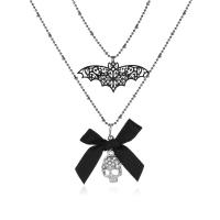 Zinc Alloy Cubic Zirconia Necklace, gun black plated, Double Layer & micro pave cubic zirconia & for woman, black, 535mm 
