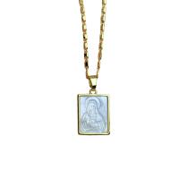 Brass Jewelry Necklace, with White Shell, gold color plated & for woman, gold, 450mm 