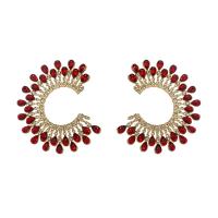 Zinc Alloy Rhinestone Stud Earring, Letter C, plated, for woman & with rhinestone 