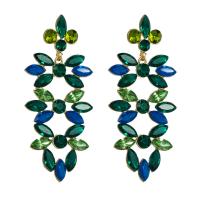Zinc Alloy Rhinestone Drop Earring, with Glass Rhinestone, Geometrical Pattern, gold color plated, for woman & hollow 
