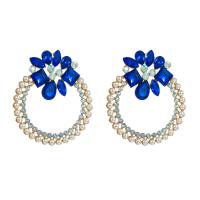 Plastic Pearl Zinc Alloy Earring, with Glass Rhinestone & Plastic Pearl, Geometrical Pattern, plated, for woman & hollow 