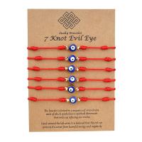Evil Eye Jewelry Bracelet, Zinc Alloy, with Wax Cord & Resin, plated, 7 pieces & Unisex Approx 7.4-11.8 Inch 
