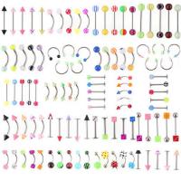 Stainless Steel Belly Ring, 316L Stainless Steel, with Acrylic, random style & mixed, Random Color, 3-6mm,5*8mm,5*7mm 