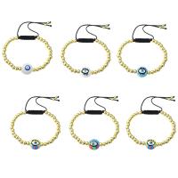 Evil Eye Jewelry Bracelet, Brass, gold color plated, Adjustable & for woman & enamel Approx 9 Inch 