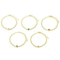 Cubes bracelets en laiton zircone, Placage de couleur d'or, pavé de micro zircon & pour femme, plus de couleurs à choisir Environ 9 pouce, Vendu par PC