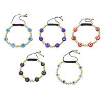 Evil Eye Jewelry Bracelet, Brass, with Plastic, gold color plated, Adjustable & for woman Approx 11 Inch 