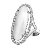 Rhinestone Zinc Alloy Finger Ring, with Sea Opal, platinum color plated, fashion jewelry & for woman & with rhinestone, 31mm 