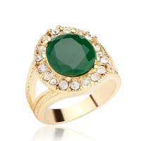 Anillo de dedo de aleación de Zinc, chapado en oro KC, Joyería & diverso tamaño para la opción & para mujer & con diamantes de imitación, Vendido por UD