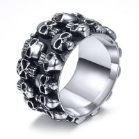 Zinc Alloy Finger Ring, antique silver color plated, fashion jewelry & with skull pattern & Unisex 12mm 