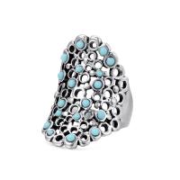 Titanium Steel Finger Ring, Zinc Alloy, with Resin, antique silver color plated, fashion jewelry & Unisex 