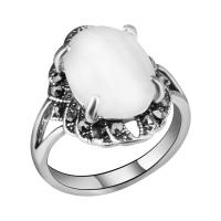 aleación de Zinc anillo de dedo de los ojos de gato, con Ojo de gato, chapado en color de plata antigua, Joyería & diverso tamaño para la opción & para mujer & con diamantes de imitación, 18.1mm, Vendido por UD