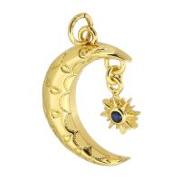 Cubic Zirconia Micro Pave Brass Pendant, Moon, gold color plated, fashion jewelry & DIY & micro pave cubic zirconia & for woman, golden Approx 3.5mm 
