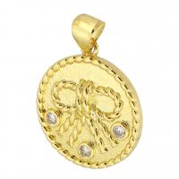 Cubic Zirconia Micro Pave Brass Pendant, Round, gold color plated, fashion jewelry & DIY & micro pave cubic zirconia & for woman, golden Approx 4mm 