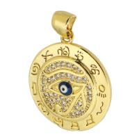 Cubic Zirconia Micro Pave Brass Pendant, gold color plated, fashion jewelry & DIY & evil eye pattern & micro pave cubic zirconia & for woman & enamel, golden Approx 3mm 