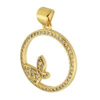 Cubic Zirconia Micro Pave Brass Pendant, gold color plated, fashion jewelry & DIY & micro pave cubic zirconia & for woman, golden Approx 3.5mm 