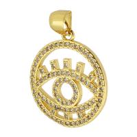 Cubic Zirconia Micro Pave Brass Pendant, Round, gold color plated, fashion jewelry & DIY & micro pave cubic zirconia & for woman, golden Approx 3mm 