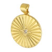 Cubic Zirconia Micro Pave Brass Pendant, Round, gold color plated, fashion jewelry & DIY & micro pave cubic zirconia & for woman, golden Approx 3.5mm 