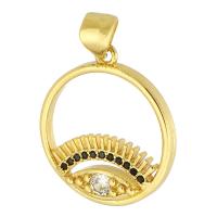 Cubic Zirconia Micro Pave Brass Pendant, Round, gold color plated, fashion jewelry & DIY & micro pave cubic zirconia & for woman, two different colored Approx 3mm 
