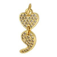 Cubic Zirconia Micro Pave Brass Pendant, gold color plated, fashion jewelry & DIY & micro pave cubic zirconia & for woman, golden, 19mm 