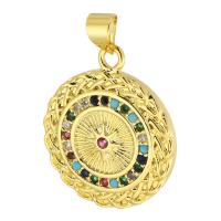 Cubic Zirconia Micro Pave Brass Pendant, Round, gold color plated, fashion jewelry & DIY & micro pave cubic zirconia & for woman, multi-colored Approx 4mm 