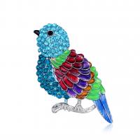 Rhinestone Zinc Alloy Brooch, Bird, silver color plated, for woman & with rhinestone, mixed colors 