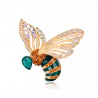 Rhinestone Zinc Alloy Brooch, with Crystal, Bee, KC gold color plated, for woman & enamel & with rhinestone, mixed colors 