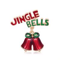 Рождественские украшения брошь, цинковый сплав, Рождественский колокольчик, KC Золотой цвет покрытием, Мужская & эмаль, красный продается PC
