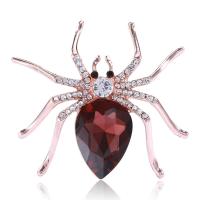 Crystal Brooch, Zinc Alloy, with Crystal, Spider, plated, for woman & with rhinestone 