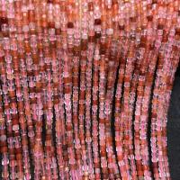 Rabbit Fur Quartz Beads, Square, polished, DIY & faceted, pink, 3mm Approx 38 cm 