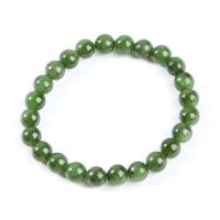 Jasper Stone Bracelet, Round, Unisex green Approx 18 cm 