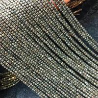 Goldene Pyrit Perlen, Chalkopyrit, Quadrat, poliert, DIY & facettierte, 2-2.5mm, Länge:ca. 38 cm, verkauft von Strang