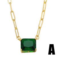 Brass Cubic Zirconia Necklace, with 2 extender chain, 18K gold plated & micro pave cubic zirconia & for woman .3 Inch 