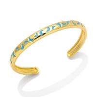 Brass Cuff Bangle, Moon, 18K gold plated, micro pave cubic zirconia & for woman & enamel 