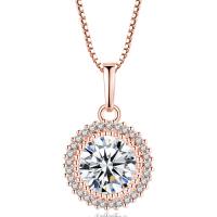 Cubic Zircon Micro Pave Brass Necklace, Round, plated, micro pave cubic zirconia & for woman cm 
