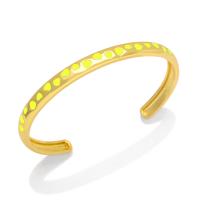 Brass Cuff Bangle, Heart, 18K gold plated, for woman & enamel 