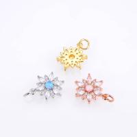 Cubic Zirconia Micro Pave Brass Pendant, with Opal, Flower, plated, DIY & micro pave cubic zirconia 