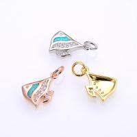 Cubic Zirconia Micro Pave Brass Pendant, with Opal, Fish, plated, DIY & micro pave cubic zirconia 