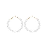 Boucle d'oreille en alliage de zinc en plastique perle, avec perle de plastique, bijoux de mode & pour femme, doré, 55mm, Vendu par paire