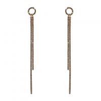 Fashion Fringe Earrings, Zinc Alloy, fashion jewelry & for woman & with rhinestone, golden, 85mm 
