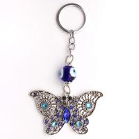 Zinc Alloy Key Clasp, Butterfly, with rhinestone 
