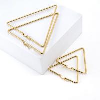 Stainless Steel Hoop Earring, 304 Stainless Steel, Triangle, 18K gold plated, fashion jewelry & for woman, golden 